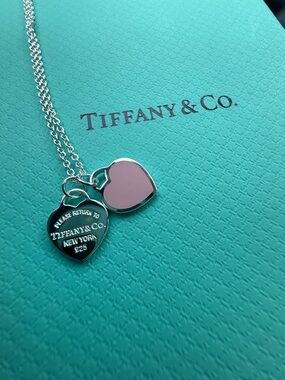 Tiffany & Co. Sterling Silver Necklace with Pink Enamel Heart Tag